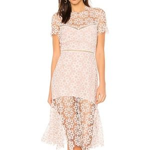 SAYLOR Lillie Pink Lace Midi Dress XS